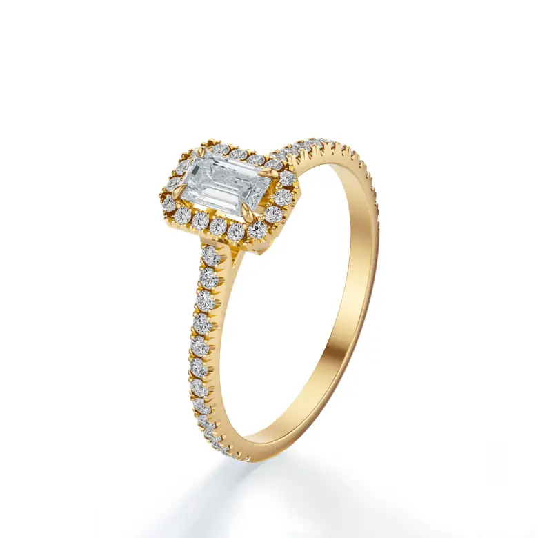 Złoty pierścionek diament szlif szmaragdowy SBPZ_059